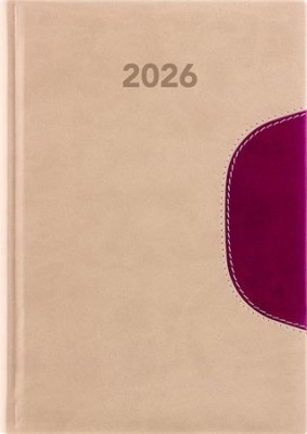 Naptár, tervező, A5, napi, DAYLINER "Memphis", bézs-padlizsán